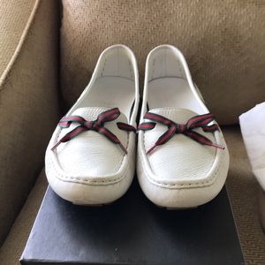 Gucci Leather moccasins with Gucci ribbon detail. Size 10.5